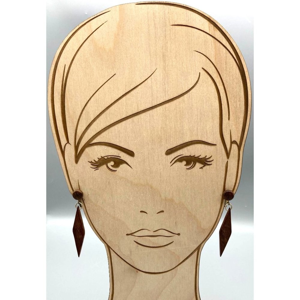 Vintage Boho Chic Dangle Earrings Basic Wood Harl… - image 3